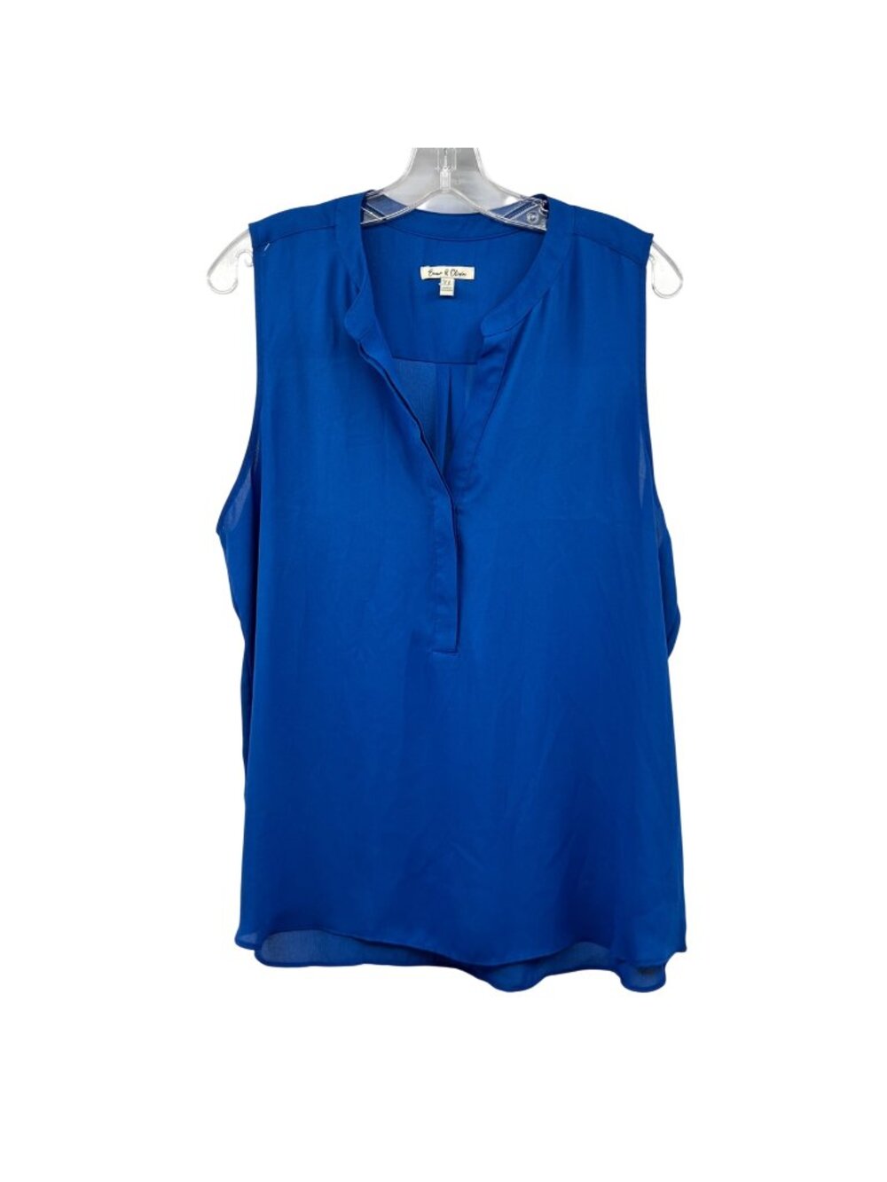 Emma & Olivia Sleeveless Top Hi Low Hem Blue V-Neck Womens Size XL